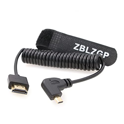ZBLZGP 8K 3D Micro HDMI to HDMI Male to Male High Speed Cable for HUDL 1 & HUDL 2 Camera to TV, HDTV, LCD, Plasma, Monitor (Federdraht, Schwarz - rechts gebogen) von ZBLZGP