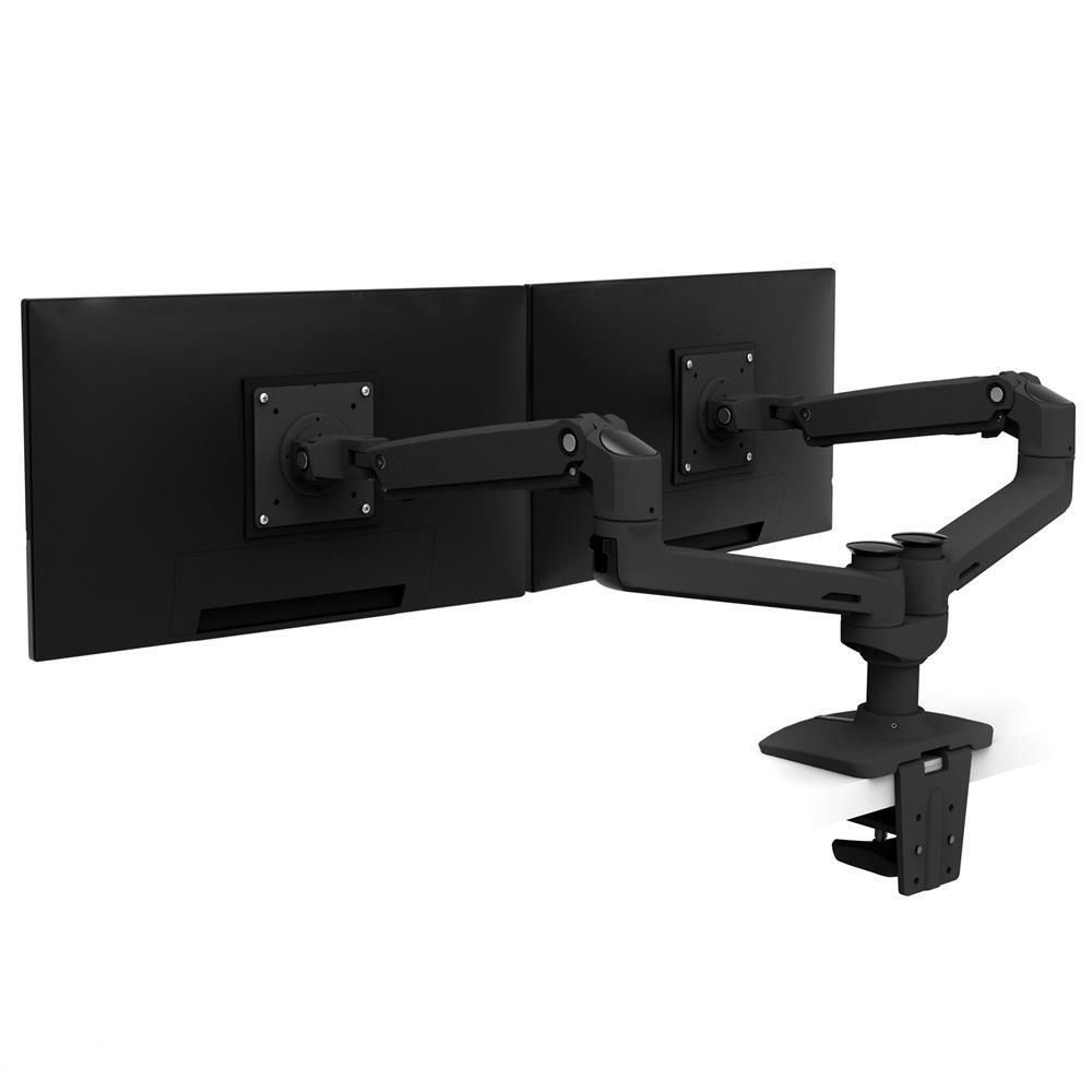 Ergotron LX Dual Monitorarm für zwei Monitore bis 68,58 cm 27 Zoll nebeneinander Tischhalterung schwarzmatt