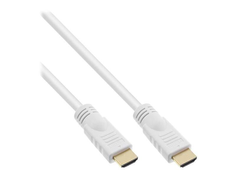 InLine High Speed Premium - HDMI-Kabel mit Ethernet - HDMI männlich zu HDMI männlich - 5 m - weiß