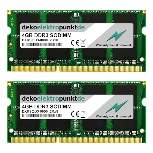 dekoelektropunktde 8GB Kit (2x4GB) Ram Speicher passend für Asus X450CA XX440D X750LA, Ersatz Arbeitsspeicher DDR3 SO-DIMM PC3 von dekoelektropunktde