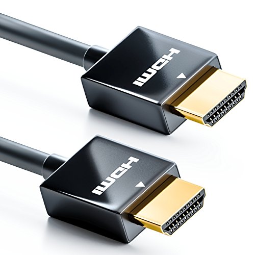 deleyCON 0,5m HDMI Kabel Slim High Speed mit Ethernet 3D 4K Ultra HD UHD Super Flexibel LED CURVED LCD TFT TV - Schwarz von deleyCON