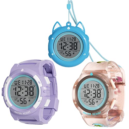 findtime Kinderuhr 3 in 1 Wasserdicht Taschenuhr Armbanduhr Sport Digital Uhren für Jungen Mädchen Kinder Elektronische Uhr mit LED-Licht Alarm Stoppuhr NFC, Serie A, Modern von findtime