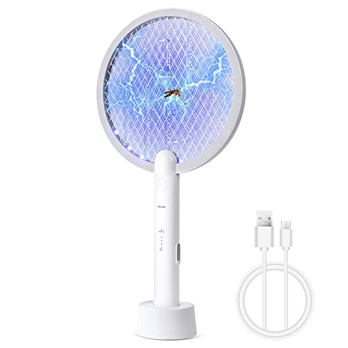 Flintronic Elektrische Fliegenklatsche, 3000V Fliegenklatsche Elektrisch, Insektenvernichter mit USB-Ladestation, Fliegenvernichter mit Hellen LED-Leuchten, für Mücken, Wespen, Schädlinge, Insekten von flintronic