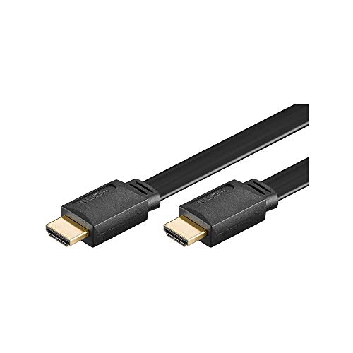 Goobay 31927 High Speed HDMI Flachkabel mit Ethernet, Vergoldet - HDMI-Stecker (Typ A) > HDMI-Stecker (Typ A), Schwarz, 2 Meter von goobay