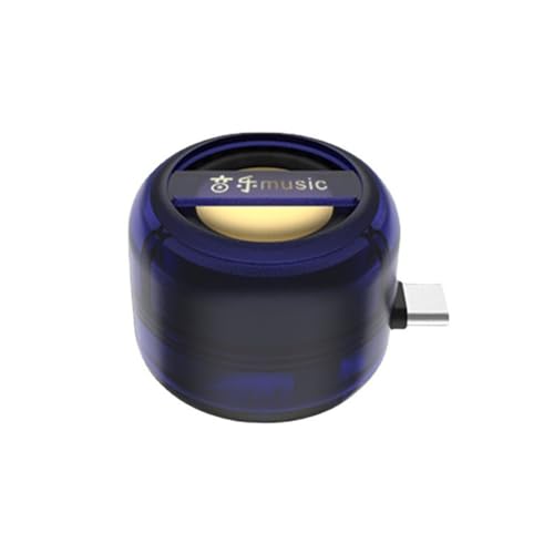 hoaker Tragbarer Mini-Lautsprecher, Universelle Typ-C-, Typ-C-Stecker, Handy-Verstärker, Extern Verkabelt, für Zuhause, Transparentes Blau von hoaker