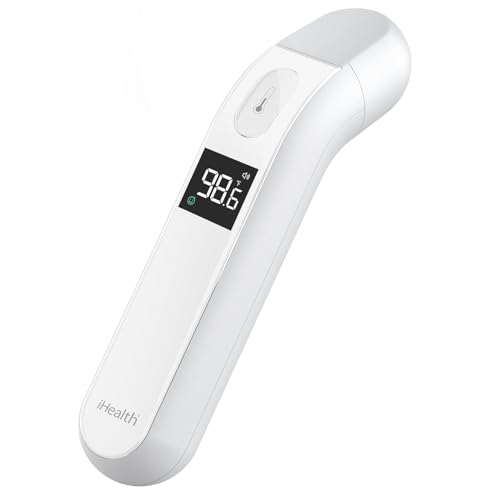 iHealth thermometer für erwachsene von ihealth, infrarot-stirn-thermometer für erwachsene und kinder, touchless digital baby thermometer mit fieber-indikatoren, nichtkontaktthermometer (pt2l) von iHealth