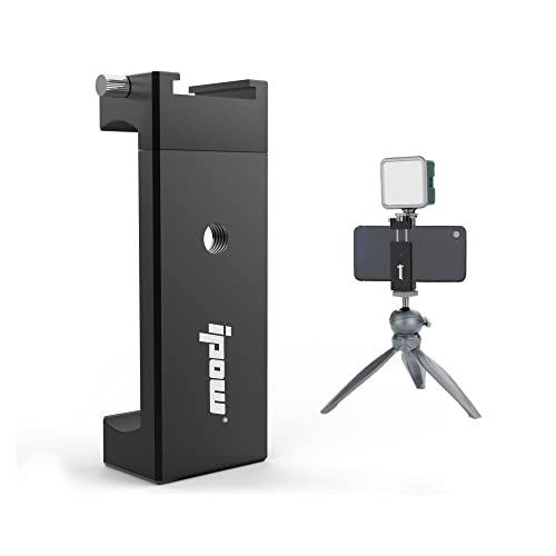 ipow Handy Stativ Adapter Halterung aus Metall für Smartphone kompatibel mit Stativ Tripod Monopod Selfie Stick mit Standard 1/4"-20 Schraubenkopf, wie Samsung iPhone Huawei u.m von ipow