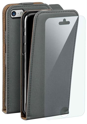 moex Flip Case für Apple iPhone 5c Hülle, PU Lederhülle, Klapphülle, Handytasche, Schutzhülle mit Schutzfolie, Handyhülle klappbar, 360 Grad Rundum-Schutz - Grau von moex