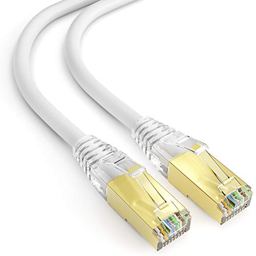 mumbi LAN Kabel 1,5m CAT 8 Netzwerkkabel geschirmtes F/FTP CAT8 Ethernet Kabel Patchkabel RJ45 1,5Meter, weiss von mumbi