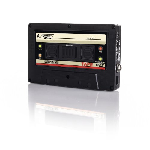 Reloop Tape - USB-Mixtape Recorder im Retro-Kassetten-Look, Line- und Phonoquellen, 3,5-mm-Stereo-Klinke Input, 192kbit/320kbit, schwarz, One Size von reloop