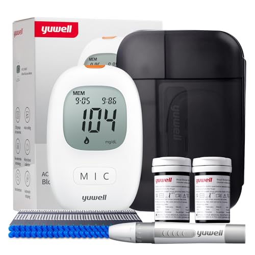 yuwell Blutzuckermessgerät Set mit Teststreifen x 50 und Lanzetten x 50, Diabetes Test ideal für den Heimgebrauch, Zuckermessgerät zur Selbstkontrolle des Blutzuckers bei Diabetes (Modell 710) von yuwell