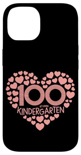 Hülle für iPhone 14 100 Schultage, rosa Herz, Kindergartenlehrer von 100 Day of School For Teachers & Kids Apparel Co.