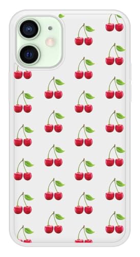1001 coques : Schutzhülle aus verstärktem Silikon, bedruckt, für iPhone 12 Mini – Design Kirschen Grau, bedruckt in Frankreich, Schutzhülle aus hartem Silikon. von 1001 coques