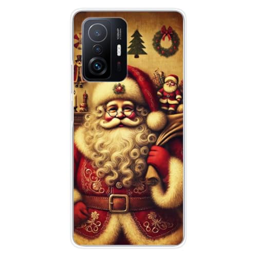 1001 coques Schutzhülle aus Silikon, bedruckt, kompatibel mit Xiaomi Mi 11T 5G Mi 11T Pro 5G NO, Weihnachtsmann, Vintage von 1001 coques