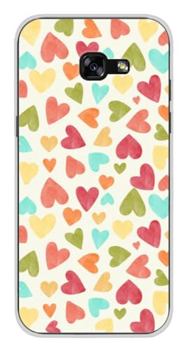 1001COQUES Schutzhülle für Samsung Galaxy A3 2017, Design Watercolor Hearts, bedruckt in Frankreich, weiche Silikonhülle von 1001 coques