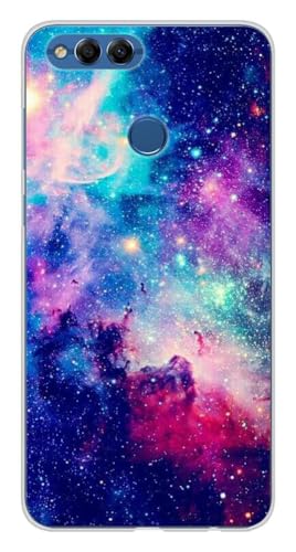 Schutzhülle aus Silikon, bedruckt, kompatibel mit Huawei Honor 7X, Galaxie Blau von 1001 coques