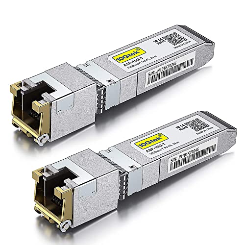 10Gtek [2 Stück] Intel 10G SFP+ auf RJ45 Modul, 10GBase-T Kupfer Transceiver, bis zu 30-Meter von 10Gtek