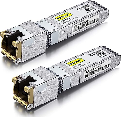 [2 Stück] 80-Meter 10G SFP+ auf RJ45 Modul, 10GBase-T Kupfer CAT.6a Transceiver Kompatibel für Cisco SFP-10G-T-80, Ubiquiti UniFi, Mikrotik, Netgear, TP-Link, D-Link von 10Gtek