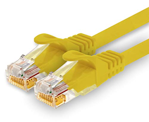 1CONN - 10m Netzwerkkabel, Ethernet, Lan & Patchkabel für maximale Internet Geschwindigkeit & verbindet alle Geräte mit RJ 45 Buchse Gelb - 1 Stück von 1CONN