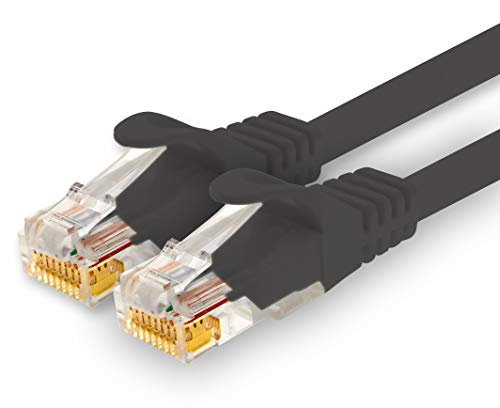 1CONN - 25m Netzwerkkabel, Ethernet, Lan & Patchkabel für maximale Internet Geschwindigkeit & verbindet alle Geräte mit RJ 45 Buchse schwarz - 1 Stück von 1CONN