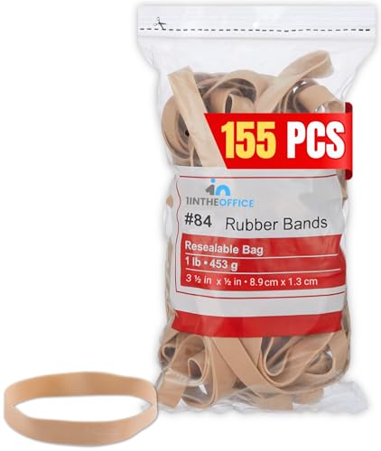 InTheOffice Gummiband #84, robuste Gummibänder, dicke Gummibänder, 8,9 x 1,27 cm, Beige, 155/Beutel, 0,5 kg von 1InTheOffice