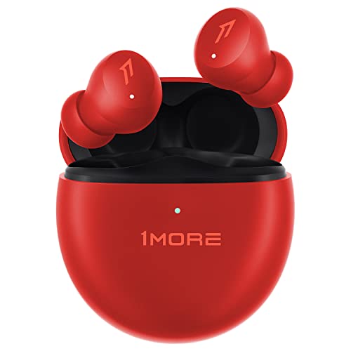 1MORE ComfoBuds Mini Bluetooth 5.2 Kopfhörer, Hybrid Active Noise Cancelling Kopfhörer, In Ear Kopfhörer kabellos, 4 Mikrofonen für klaren Anruf, Stereosound, kabellose Ladefunktion, IPX5 (Rot) von 1MORE