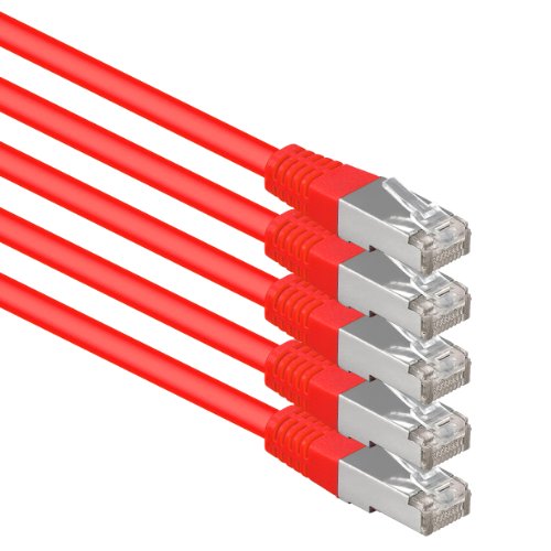 1aTTack.de 0,25m rot - 5 Stück Cat.6 Patchkabel Netzwerkkabel CAT6 S-FTP Gigabit Lan PIMF CAT 6 Kupfer CU Halogenfrei Internet DSL Spielkonsole Smart TV von 1aTTack.de