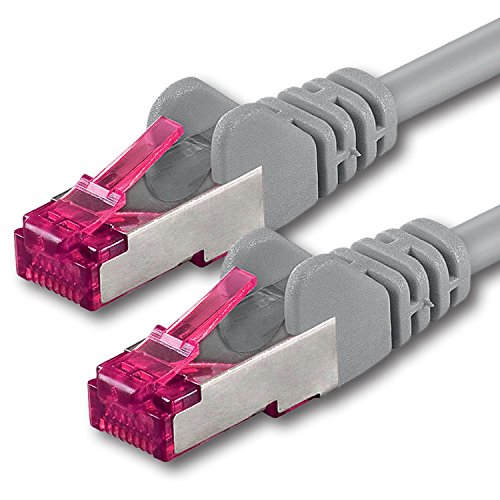 1aTTack.de 0,25m - grau - 1 Stück - Netzwerkkabel CAT6a (10Gb/s) S-FTP CAT 6a Lankabel - GHMT zertifiziert PIMF 500 MHz Cat5 Cat5e Cat6 Cat6a Cat7 für Switch, Router, Modem, Internet von 1aTTack.de