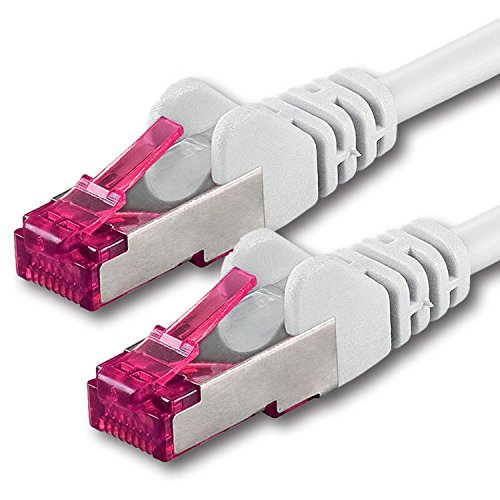 1aTTack.de 0,5m - weiß - 1 Stück - Netzwerkkabel CAT6a (10Gb/s) S-FTP CAT 6a Lankabel - GHMT zertifiziert PIMF 500 MHz Cat5 Cat5e Cat6 Cat6a Cat7 für Switch, Router, Modem, Internet von 1aTTack.de