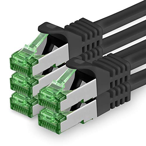 1aTTack.de 0.25 M Cat.7 Netzwerk-Kabel 5 Stück Cat7 Patch-Kabel Lan-Kabel Ethernet RJ45 10 Gbit/s (Alle Internetgeschwindigkeiten) Schwarz 0,25 Meter von 1aTTack.de