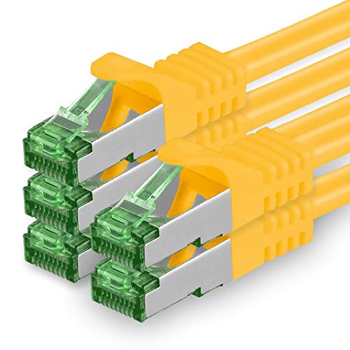 1aTTack.de 0.5 M Cat.7 Netzwerk-Kabel 5 Stück Cat7 Patch-Kabel Lan-Kabel Ethernet RJ45 10 Gbit/s (Alle Internetgeschwindigkeiten) Gelb 0,5 Meter von 1aTTack.de