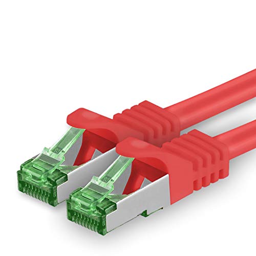 1aTTack.de 1 M Cat.7 Netzwerk-Kabel 1 Stück Cat7 Patch-Kabel Lan-Kabel Ethernet RJ45 10 Gbit/s (Alle Internetgeschwindigkeiten) Rot 1 Meter von 1aTTack.de