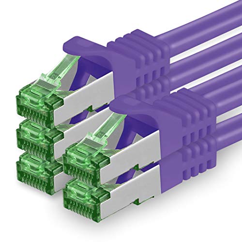 1aTTack.de 1 M Cat.7 Netzwerk-Kabel 5 Stück Cat7 Patch-Kabel Lan-Kabel Ethernet RJ45 10 Gbit/s (Alle Internetgeschwindigkeiten) Violett 1 Meter von 1aTTack.de