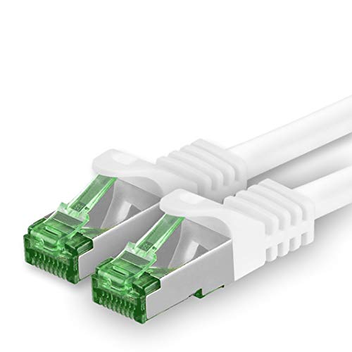 1aTTack.de 10 M Cat.7 Netzwerk-Kabel 1 Stück Cat7 Patch-Kabel Lan-Kabel Ethernet RJ45 10 Gbit/s (Alle Internetgeschwindigkeiten) Weiß 10 Meter von 1aTTack.de