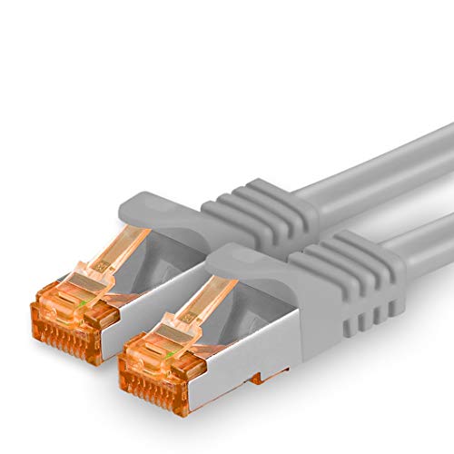 1aTTack.de 15m - Cat.7 Netzwerkkabel Grau - 1 Stück Gigabit Ethernet LAN Kabel 10000 Mbit s Patchkabel Cat7 Kabel S FTP PIMF Schirmung LSZH Cat.7 Rohkabel Rj45 Stecker Cat 6a - 1 x 15 Meter von 1aTTack.de