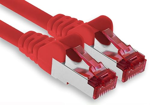 1aTTack.de - 1x 5m CAT6 Patchkabel S/FTP PIMF Schirmung CAT.6 RJ45 Netzwerkkabel Ethernetkabel DSL LAN Router Switch Modem Patchfeld - rot - 1 Stück von 1aTTack.de