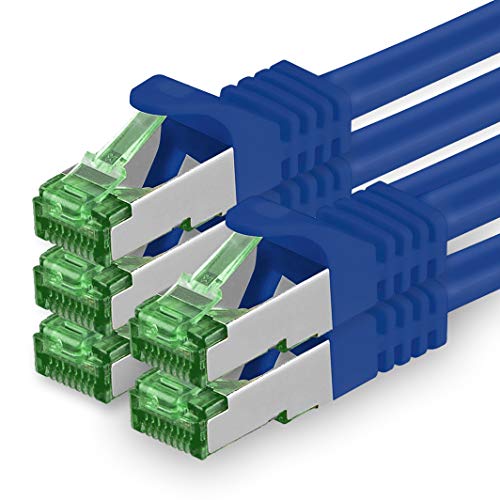 1aTTack.de 2 M Cat.7 Netzwerk-Kabel 5 Stück Cat7 Patch-Kabel Lan-Kabel Ethernet RJ45 10 Gbit/s (Alle Internetgeschwindigkeiten) Blau 2 Meter von 1aTTack.de