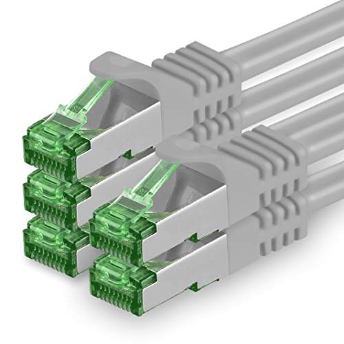 1aTTack.de 2 M Cat.7 Netzwerk-Kabel 5 Stück Cat7 Patch-Kabel Lan-Kabel Ethernet RJ45 10 Gbit/s (Alle Internetgeschwindigkeiten) Grau 2 Meter von 1aTTack.de