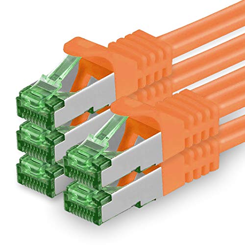 1aTTack.de 2 M Cat.7 Netzwerk-Kabel 5 Stück Cat7 Patch-Kabel Lan-Kabel Ethernet RJ45 10 Gbit/s (Alle Internetgeschwindigkeiten) Orange 2 Meter von 1aTTack.de