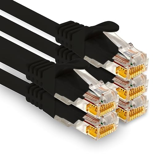 1aTTack.de - 5 X 1,5m Cat7 Netzwerkkabel, Cat.7 Ethernet, Lan & Cat 7 Patchkabel für maximale Internet Geschwindigkeit & verbindet alle Geräte mit RJ 45 Buchse Schwarz von 1aTTack.de