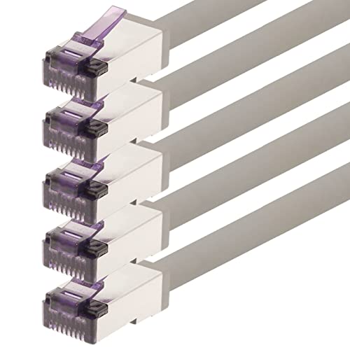 1aTTack.de - 5m - CAT6a Superflex- Ethernet Gigabit LAN Netwerkkabel RJ45 CAT6 A Patchkabel 10000 Mbit s SFTP PIMF 500 MHz kompatibel zu CAT6 CAT5 - grau - 5 Stück von 1aTTack.de