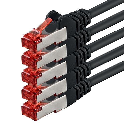 1aTTack.de 5x 0,5m - Cat 6 Netzwerk-Kabel Patch-Kabel Cat6 RJ45 SFTP - Schwarz von 1aTTack.de