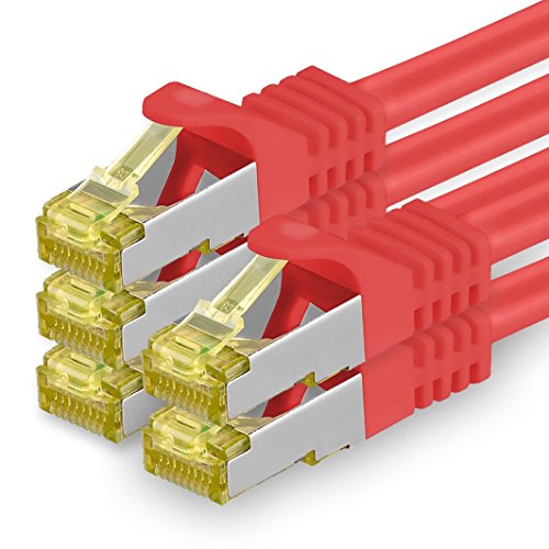 1aTTack.de Cat.7 Netzwerkkabel 0,25m Rot 5 Stück Cat7 Ethernetkabel Netzwerk LAN Kabel Rohkabel 10 Gb s SFTP PIMF LSZH Set Patchkabel mit Rj 45 Stecker Cat.6a von 1aTTack.de