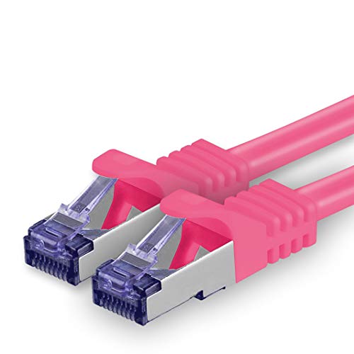 1aTTack.de Cat.7 Netzwerkkabel 10m - Magenta - 1 Stück - Cat7 Patchkabel (SFTP/PIMF/LSZH) Rohkabel 10 Gb/s mit Rj 45 Stecker Cat.6a - 1 x 10 Meter Magenta von 1aTTack.de