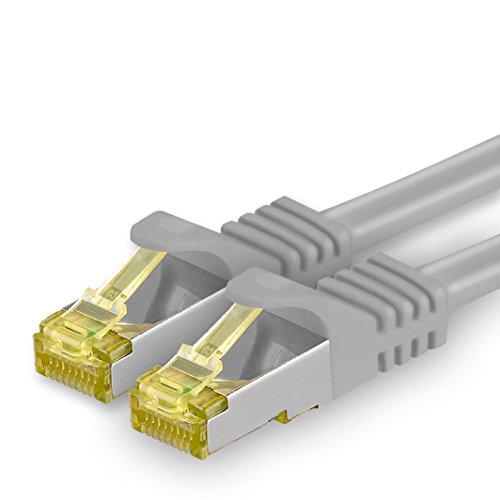 1aTTack.de Cat.7 Netzwerkkabel 2m Grau 1 Stück Cat7 Ethernetkabel Netzwerk LAN Kabel Rohkabel 10 Gb s SFTP PIMF LSZH Set Patchkabel mit Rj 45 Stecker Cat.6a von 1aTTack.de