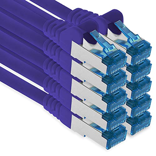 1aTTack.de Patchkabel – 10X 5m Ethernet, Netzwerk, Lan Kabel CAT6a (für Gigabit Netzwerke, Router, Switch, Modems mit RJ45 Eingang – violett) von 1aTTack.de