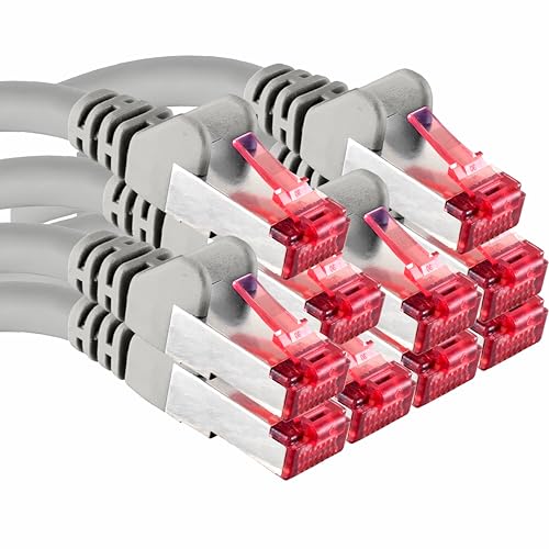 Cat6 Netzwerk-Kabel 10x 0,25m CAT6 - Schirmung SFTP - CAT.6 RJ45 Patch-Kabel Ethernet-Kabel DSL LAN Router Switch Modem Patchfeld - grau - 10 Stück von 1aTTack.de