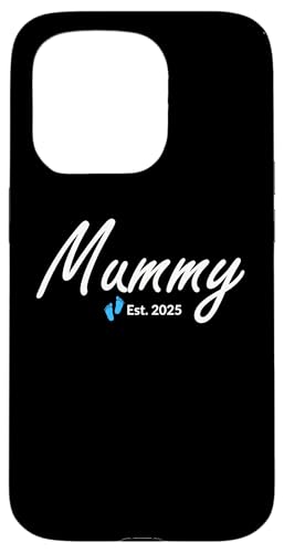 Hülle für iPhone 15 Pro Neue Mama eines Jungen gegründet 2025 von 2025 New Baby Boy Announcement Blue Footprints