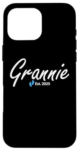 Hülle für iPhone 16 Pro Max Die neue Großmutter eines kleinen Jungen wurde 2025 gegründet von 2025 New Baby Boy Announcement Blue Footprints