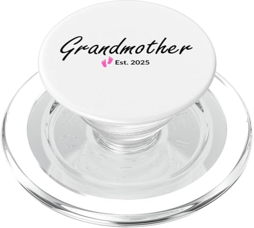 Neue Großmutter eines kleinen Mädchens gegründet 2025 PopSockets PopGrip für MagSafe von 2025 New Baby Girl Announcement Pink Footprints